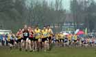 4213 Frank Tickner leads with the North East well to for behind  with 4576 Jonny Taylor, 4570 Phil Martin  and 4572 Richard MorrellMcCain World Cross Country Trials and Inter Counties, Cofton Park, Birmingham.
